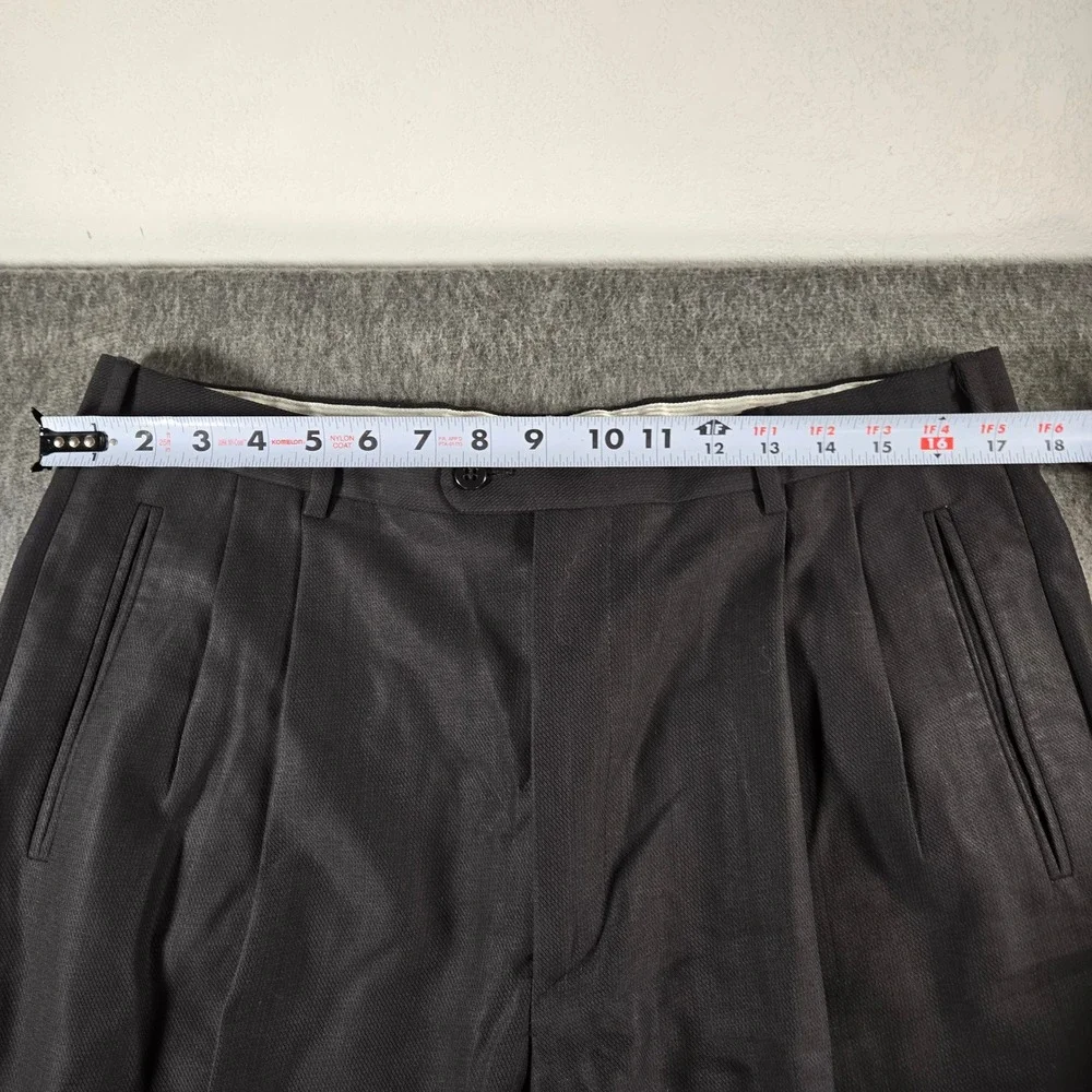 Zanella Pants Mens 35x29 Black Pleated Wool Trousers Made in Italy Duncan